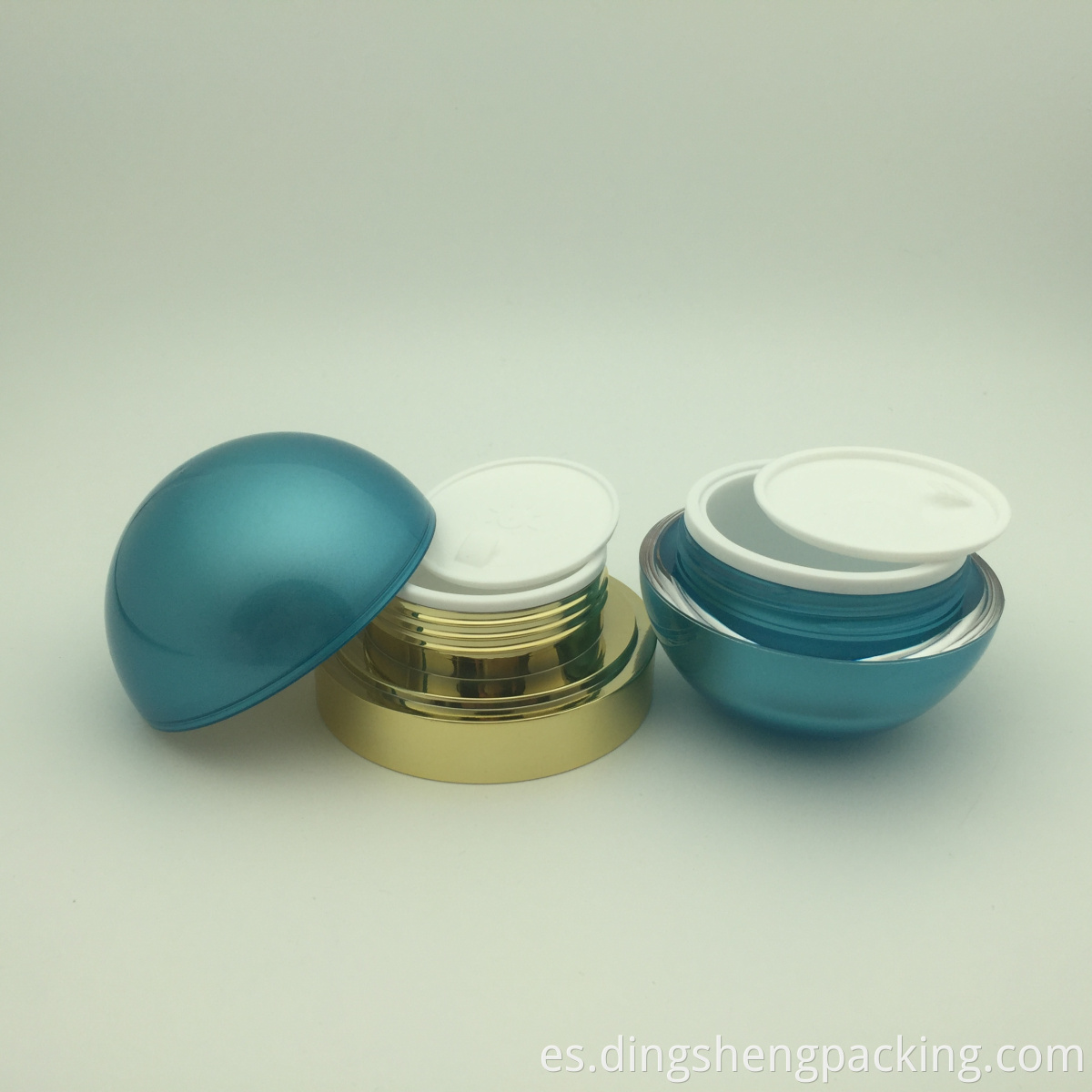 Green luxury oval ball shape integrated cosmetic packaging jar for day and night cream